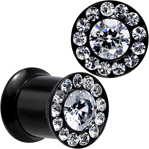 0G Clear CZ Gem Black PVD Goddess of Glam Screw Fit Plug Set