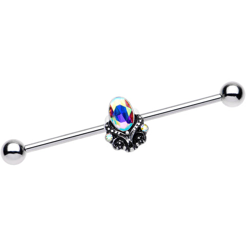 14G Aurora Gem Gothic Frame Industrial Barbell 38mm
