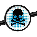 14G Blue Black Skull Black Industrial Barbell 37mm