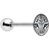 Black White Leopard Eyes Barbell Tongue Ring