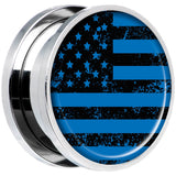 Blue American Flag Steel Screw Fit Plug Set 18mm