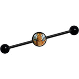 14G Full Color Tiger Eyes Black Industrial Barbell 37mm