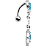 Aqua Gem Twin Top Mount Dangle Belly Ring