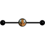 14G Full Color Tiger Eyes Black Industrial Barbell 37mm