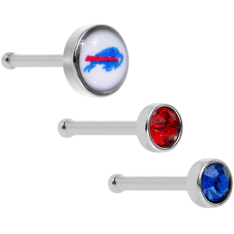 20G Licensed NFL Buffalo Bills Logo Nose Bone 3 Pack Set