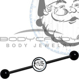14G Christmas Retro Santa Ho Ho Ho Black Industrial Barbell 37mm