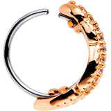 20G Clear CZ Gem Rose Gold Tone Feather Seamless Circular Ring
