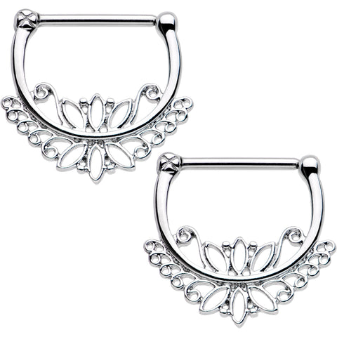 14G 1/2 Blooming Lotus Flower Nipple Clicker Set