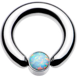 6G 1/2 White Faux Opal 6mm Disc BCR Captive Ring