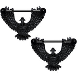 14G 1 1/16 Black Birdseye View Soaring Eagle Nipple Shield Set