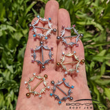 14G 3/4 Clear Gem Snowflake Christmas Nipple Shield Set