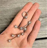 14G 5/8 Clear Gem Snowflake Barbell Nipple Ring Set