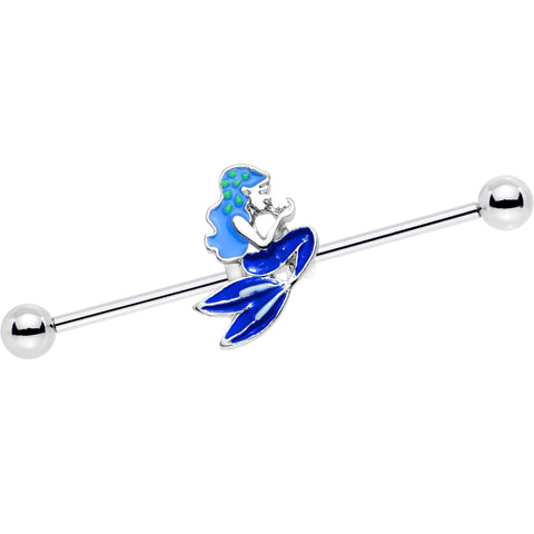 14G Brilliant Blue Mermaid Industrial Barbell 38mm