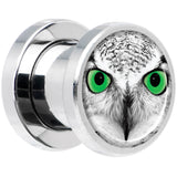 Black White Owl Steel Screw Fit Plug Set 0G
