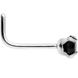 20G 1/4 Black 3mm CZ Gem Steel L-Shape Nose Ring