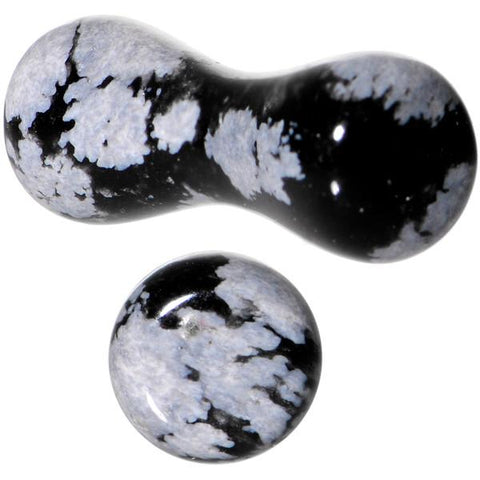 8G Obsidian Snowflake Natural Stone Saddle Plug Set