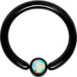 12G 1/2 White Faux Opal 4mm Disc Black IP BCR Captive Ring