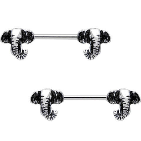14G 5/8 Elephant Trunk Barbell Nipple Ring Set