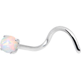 20G White Faux Opal Pronged Left Nose Screw