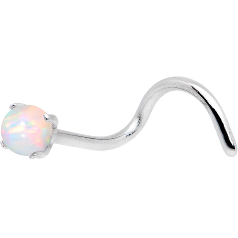20G White Faux Opal Pronged Left Nose Screw