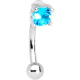 5/16 Aqua CZ Gem Fashionista Curved Eyebrow Rook Earring