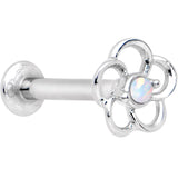 5/16 White Faux Opal Internally Threaded Hollow Flower Labret Monroe