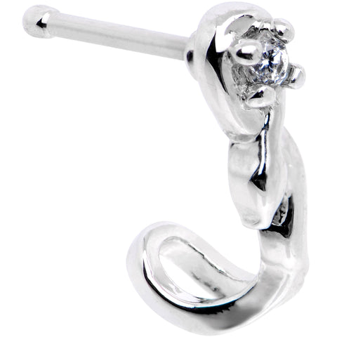 20G 1/4 Clear CZ Gem Deco Twist Nose Bone