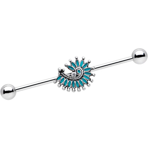 14G Blue Southwest Swirl Industrial Barbell 38mm