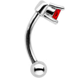 5/16 Red CZ Gem Fashionista Curved Eyebrow Rook Earring