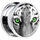 Black White Tiger Eyes Steel Screw Fit Plug Set 5/8