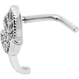 20G Clear CZ Leaf Faux Hoop L Shaped Nose Ring