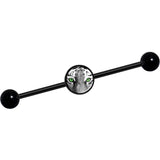 14G Black White Tiger Eyes Black Industrial Barbell 37mm