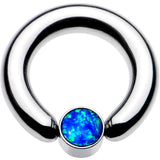 6G 1/2 Aqua Faux Opal 6mm Disc BCR Captive Ring