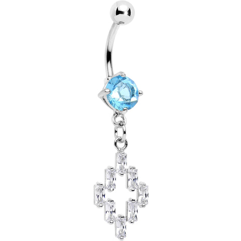 Aqua Clear Gem Decadent Cross Dangle Belly Ring