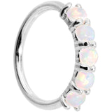 18G White Synthetic Opal 14k White Gold Seamless Circular Ring