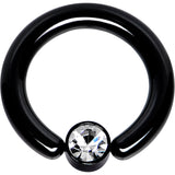 8G 1/2 Clear Gem 5mm Disc Black BCR Captive Ring