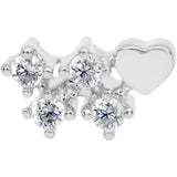 20G Clear CZ Heart Faux Hoop L Shaped Nose Ring