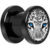 Black White Leopard Eyes Black Anodized Screw Fit Plug Set 0G