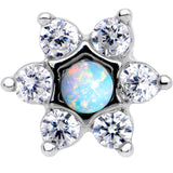 1/4 White Faux Opal Internally Threaded Star Flower Labret Monroe