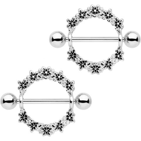 14G 3/4 Flower Halo Wreath Nipple Shied Set