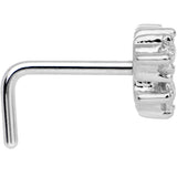 20G Clear CZ Heart Faux Hoop L Shaped Nose Ring