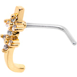 20G Clear CZ Gold Tone Bling Faux Hoop L Shaped Nose Ring