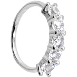 20G 1/4 Clear CZ Gem 14k White Gold Seamless Circular Ring