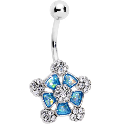 Blue Faux Opal Fun Times Flower Belly Ring