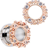00G Clear Gem Flowering Frame Screw Fit Tunnel Plug Set