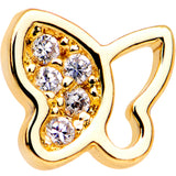 20G 1/4 Clear CZ Gem Gold Tone Half Paved Butterfly Nose Bone