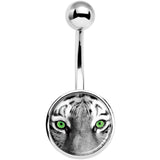 Black White Tiger Eyes Belly Ring