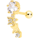 1/4 Clear CZ Gem Gold Tone Anodized Cascade Right Cartilage Earring