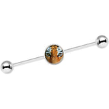14G Full Color Tiger Eyes Industrial Barbell 37mm