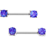 14G 9/16 Purple Faux Druzy Steel Barbell Nipple Ring Set